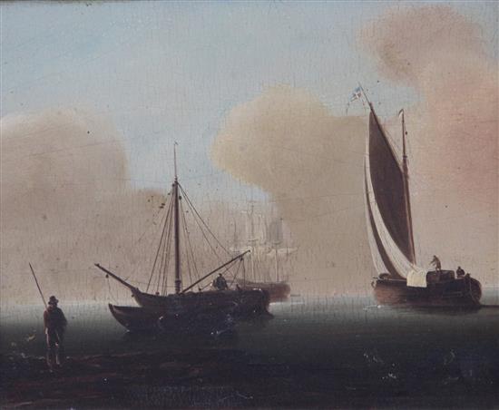 Dutch School c.1800 Shipping on a calm sea 8.25 x 10in.